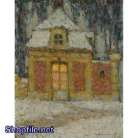 Tranh sơn dầu khung cảnh trước hiên nhà